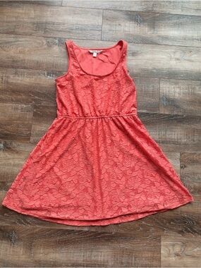 LC Lauren Conrad Coral Lace Sleeveless Fit-and-Flare Dress